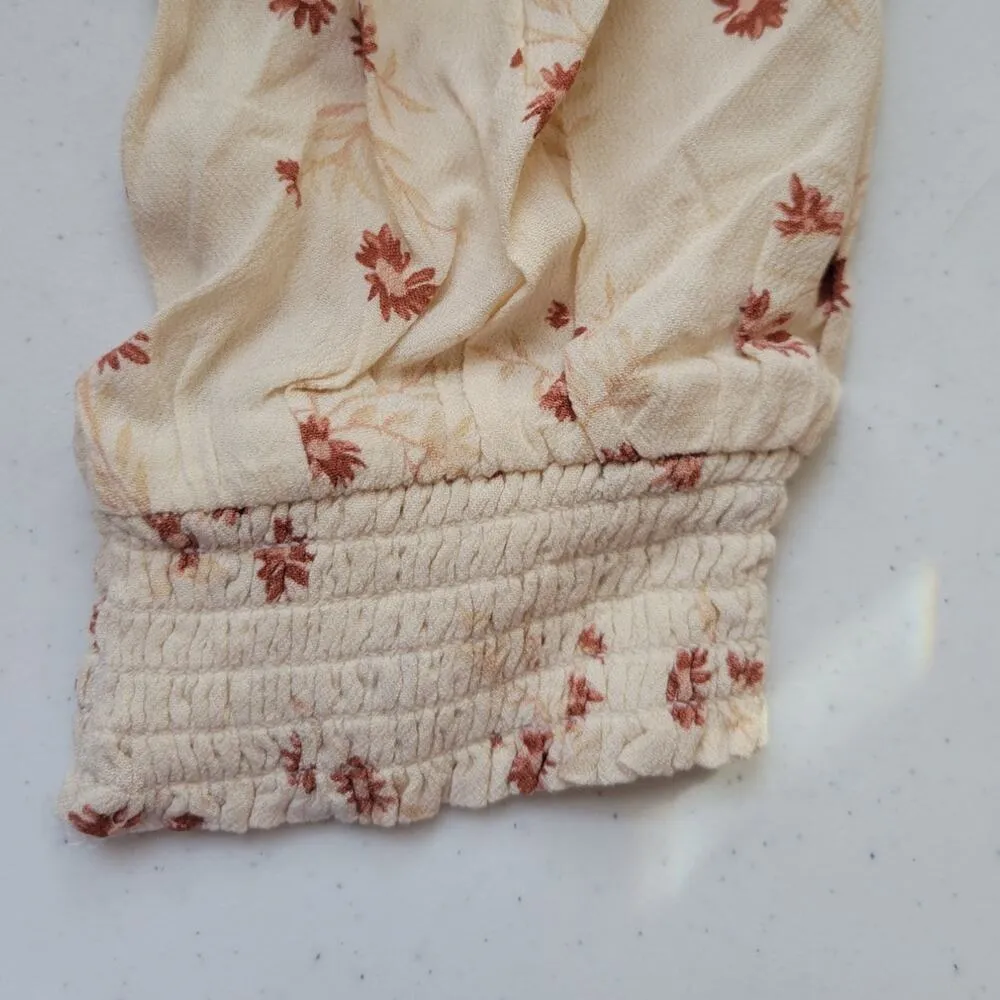 NWT American Eagle Floral Knee Length Dress Womens L Smocked Bodice Cottage Core - Image 7