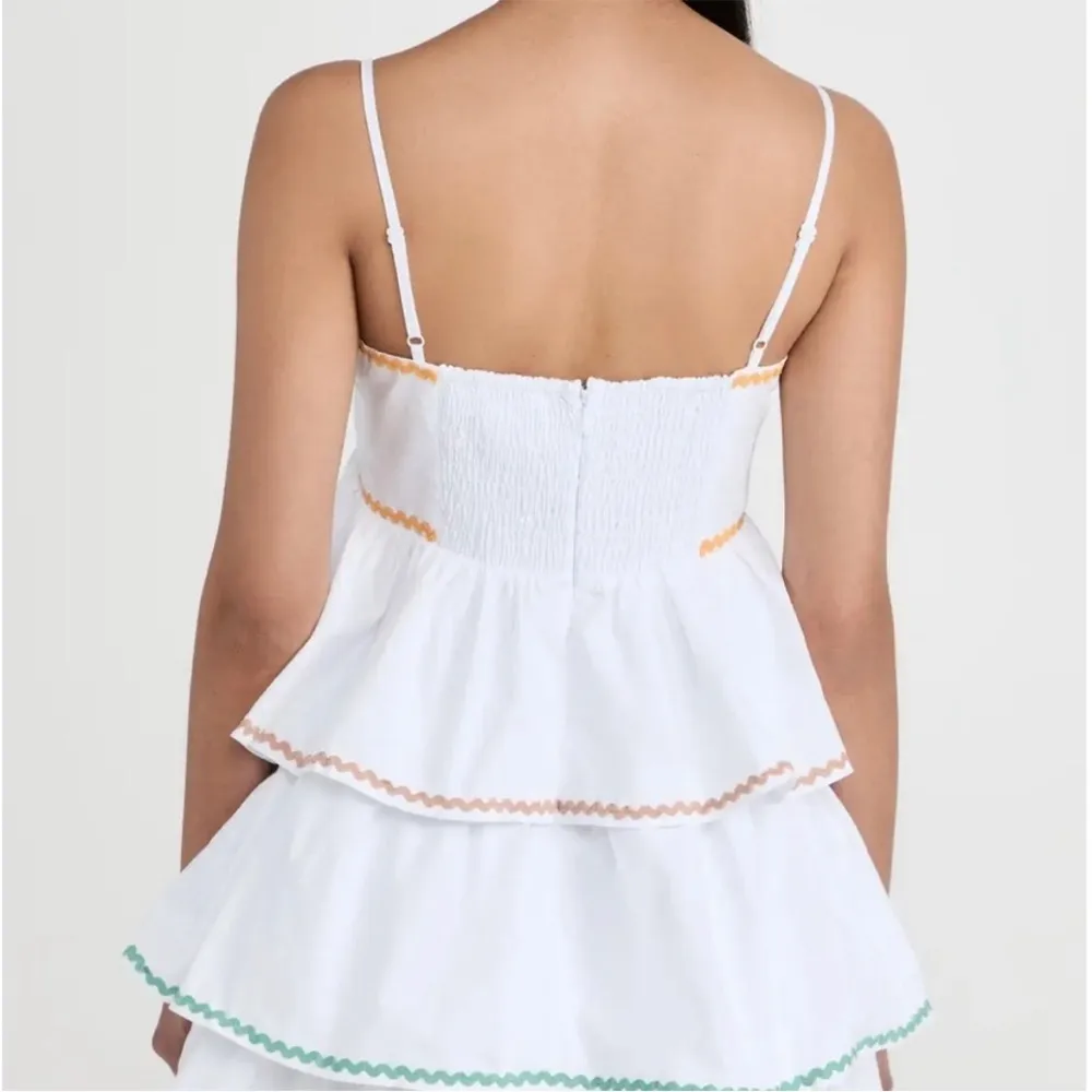 English Factory Colorblock Wave Trim 3 Tiered Dress White Ruffle NWT Size Small - Image 2