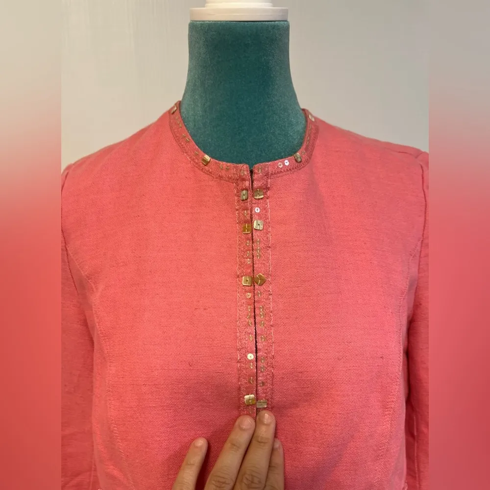 Sigrid Olsen  Linen Blazer – Pink Lightweight Jacket | Size 4 | Summer Layering - Image 3