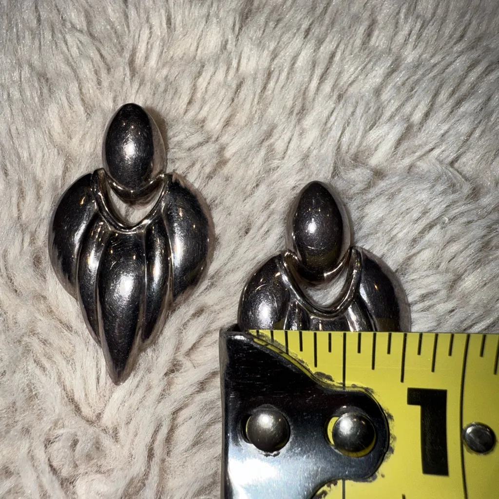 VTG‎ Sterling Silver 925 Thailand Dangle Door Knocker Earrings - Image 5