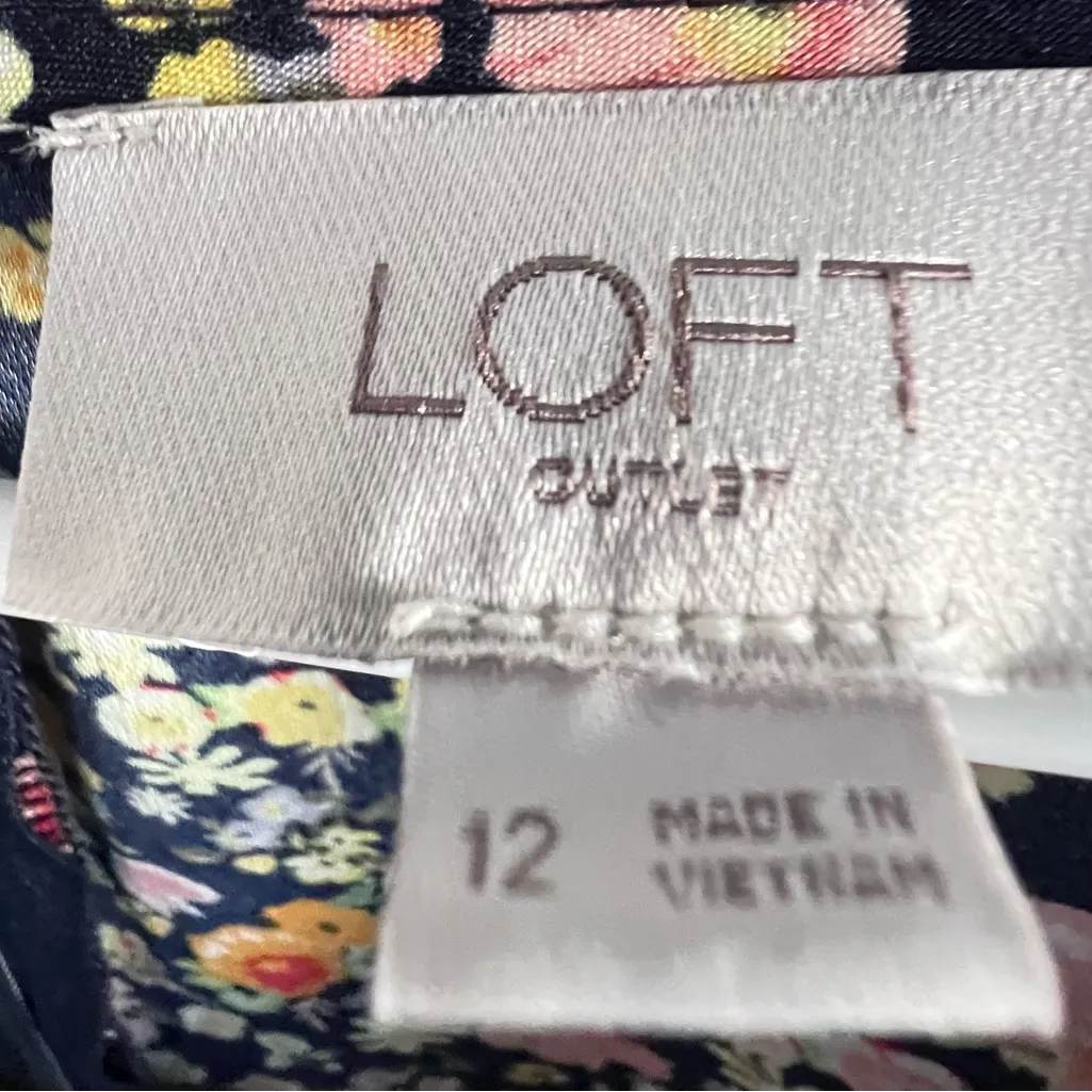 Loft midi Floral Short Sleeve women casual short sleeve Dress size 12 - Image 8