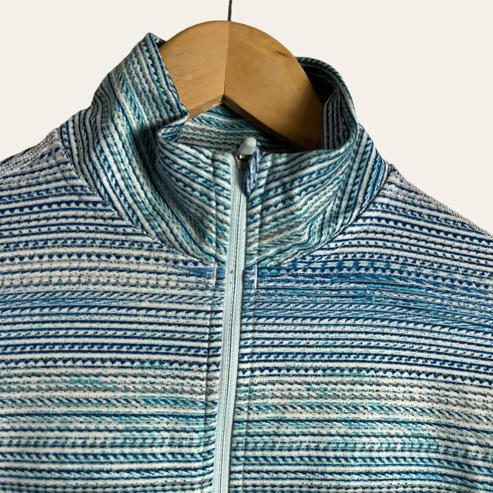 Nike Dri-Fit Blue Striped Long Sleeve Base Layer Running Pullover Top - Image 3