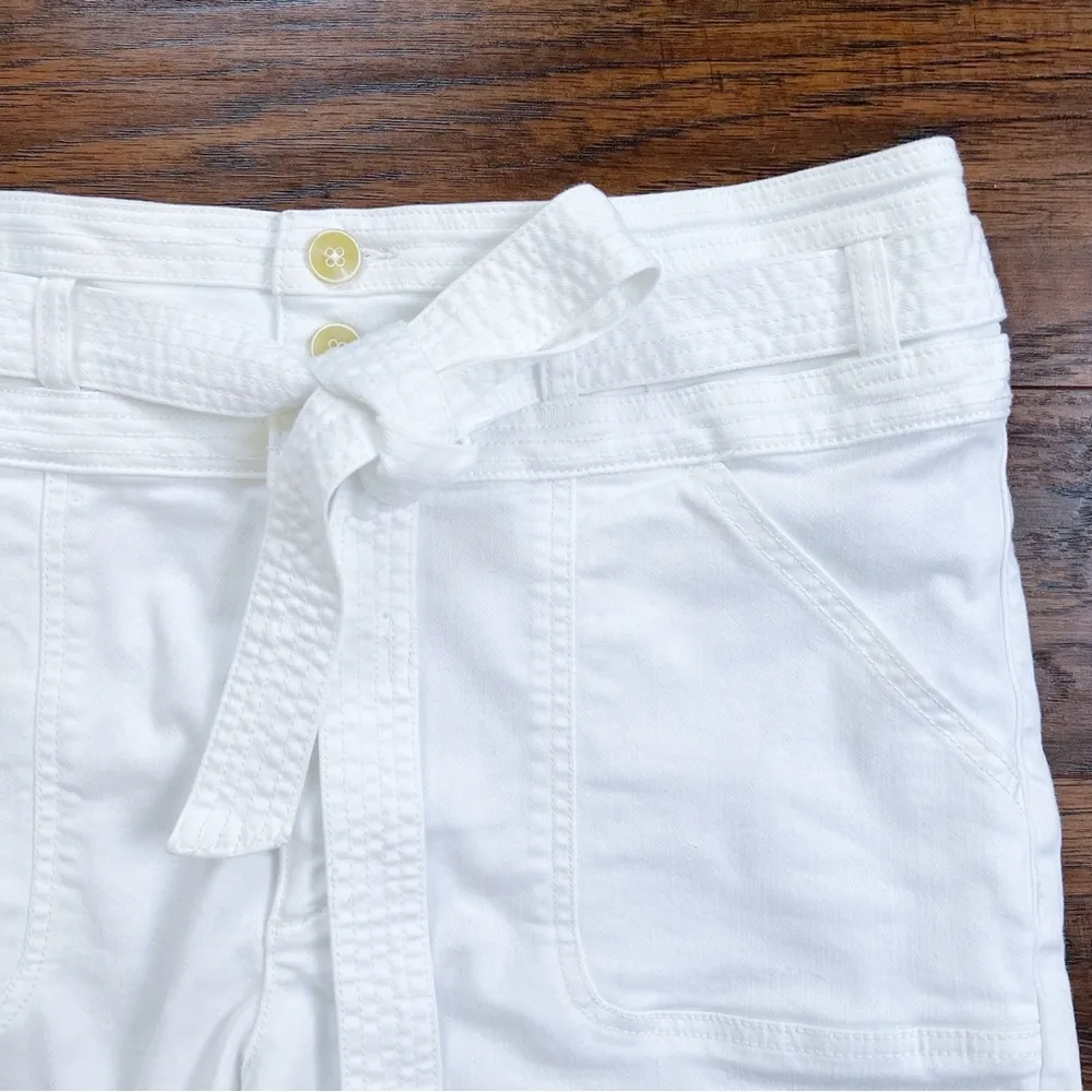 Pilcro • Anthro Belted Palazzo Shorts high rise white stretch denim tie waist - Image 4