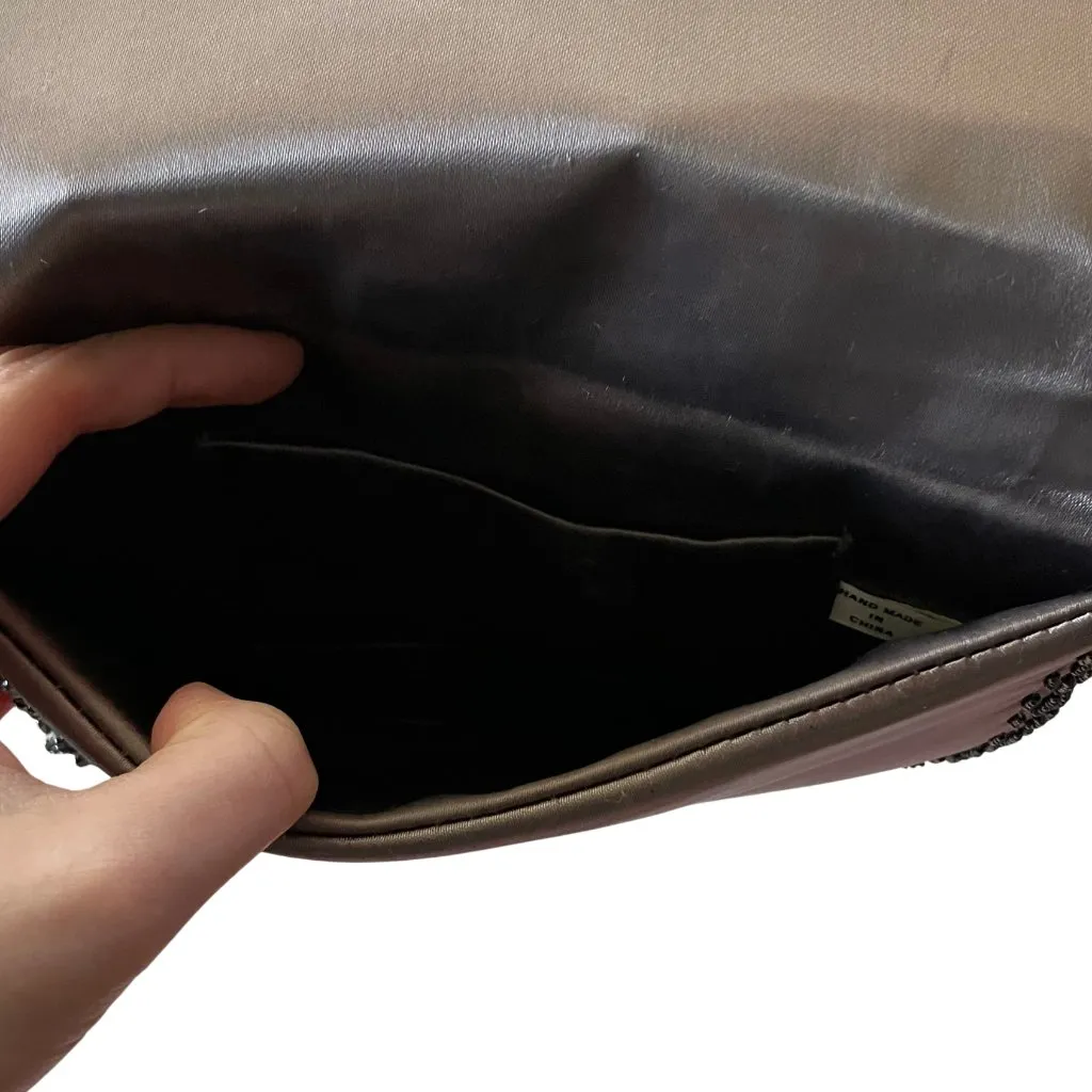 Vintage Gunmetal Beaded La Regal Evening Bag Clutch Shoulder Chain Silver Deco - Image 13