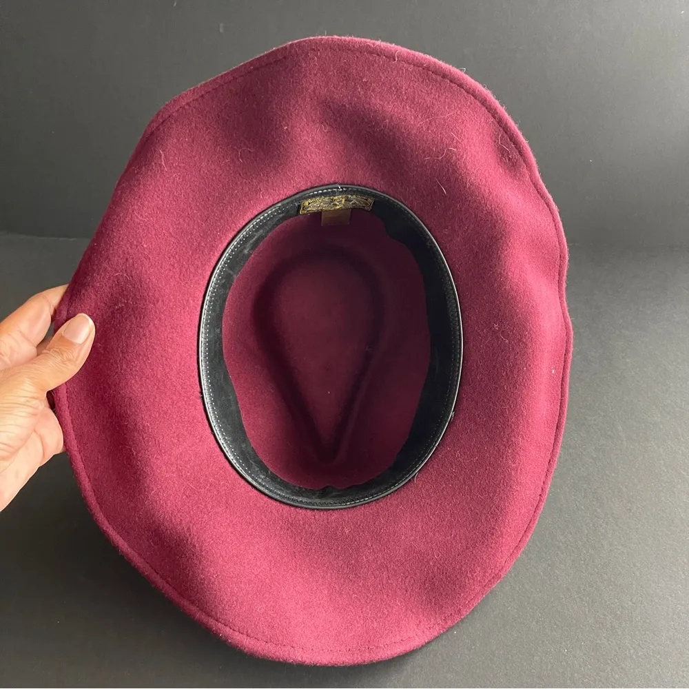 SCALA | Burgundy Wool Wire Brim Fedora Hat - Image 9