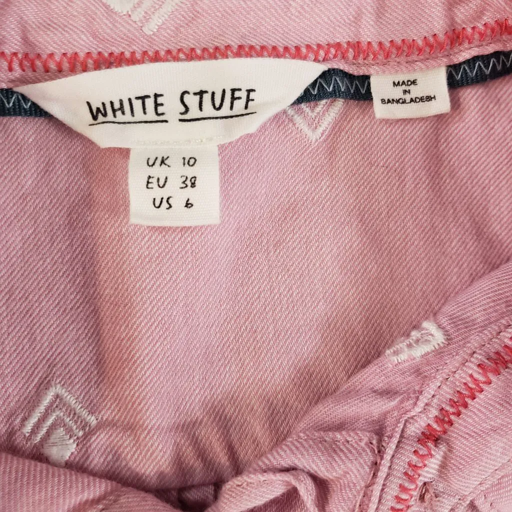 Women's WHITE STUFF Pink & White Button Down Shirt Size 6 - Image 5