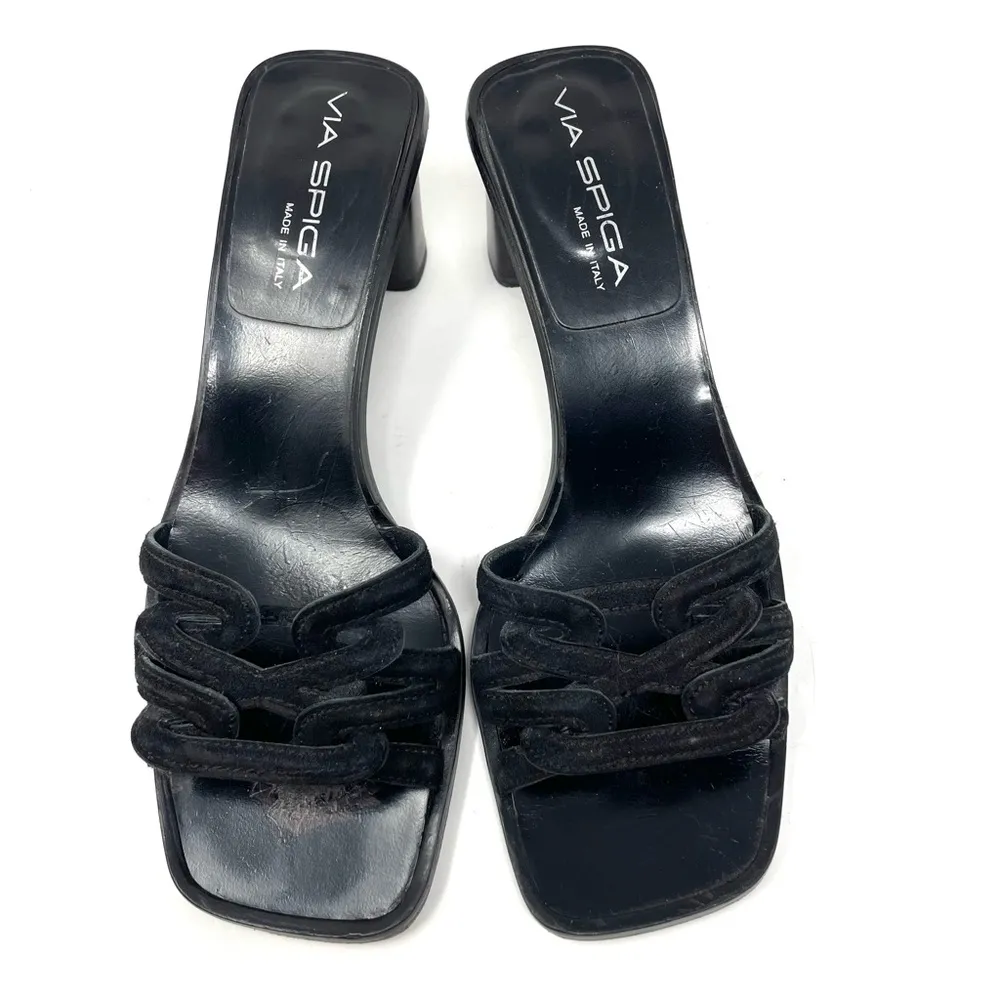 VIA SPIGA black leather and suede slides, made in Italy, size 6.5 - Image 4