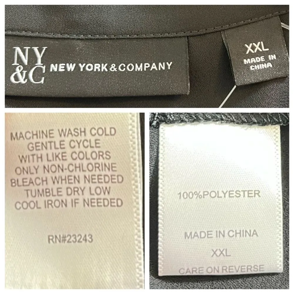 New York & Company Top Tie Neck Ruffle Cap Sleeves Green New Women’s Size XXL Black - Image 11