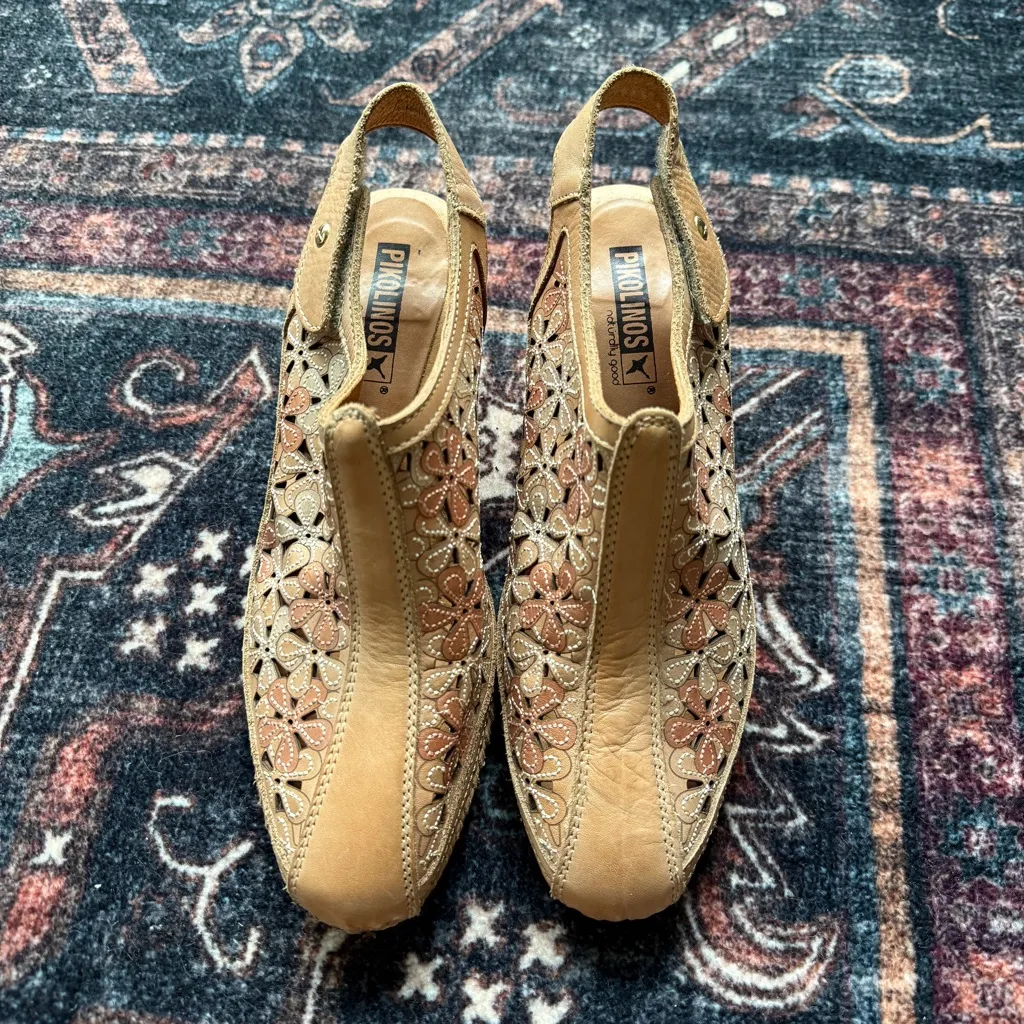 Pikolinos Romana brown leather floral laser - Image 2