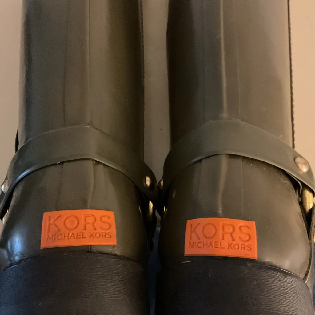 Michael Kors Olive Green women waterproof tall knee high rubber Rain Boots 10 - Image 11