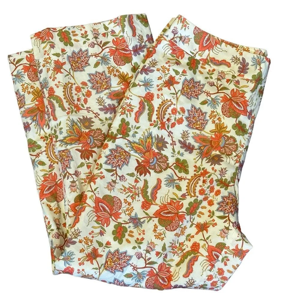 Pendleton Size 6 Cropped Capri Pants Floral Paisley Lined White Coral Women's - Image 5