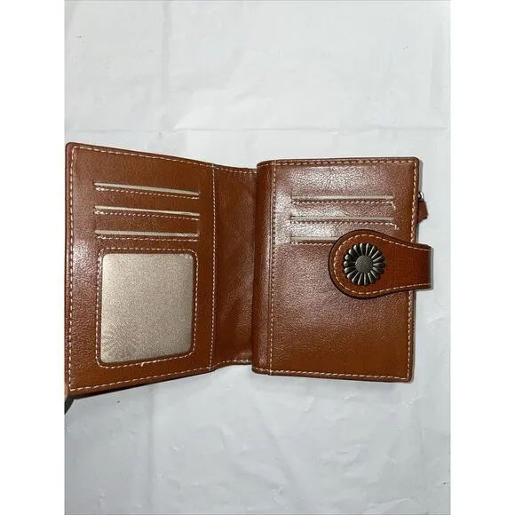 SENDEFN Small Womens Wallet Stitched Leather Bifold Card Holder RFID Blocking‎ - Image 5