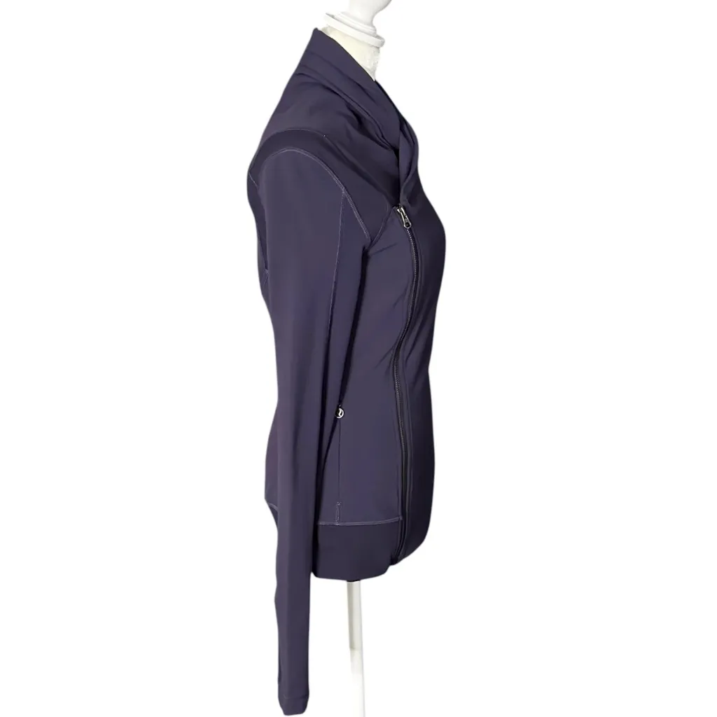 Lululemon Bhakti Yoga Jacket Fitted Full Zip Solid Dark Purple Size 6 - Image 3