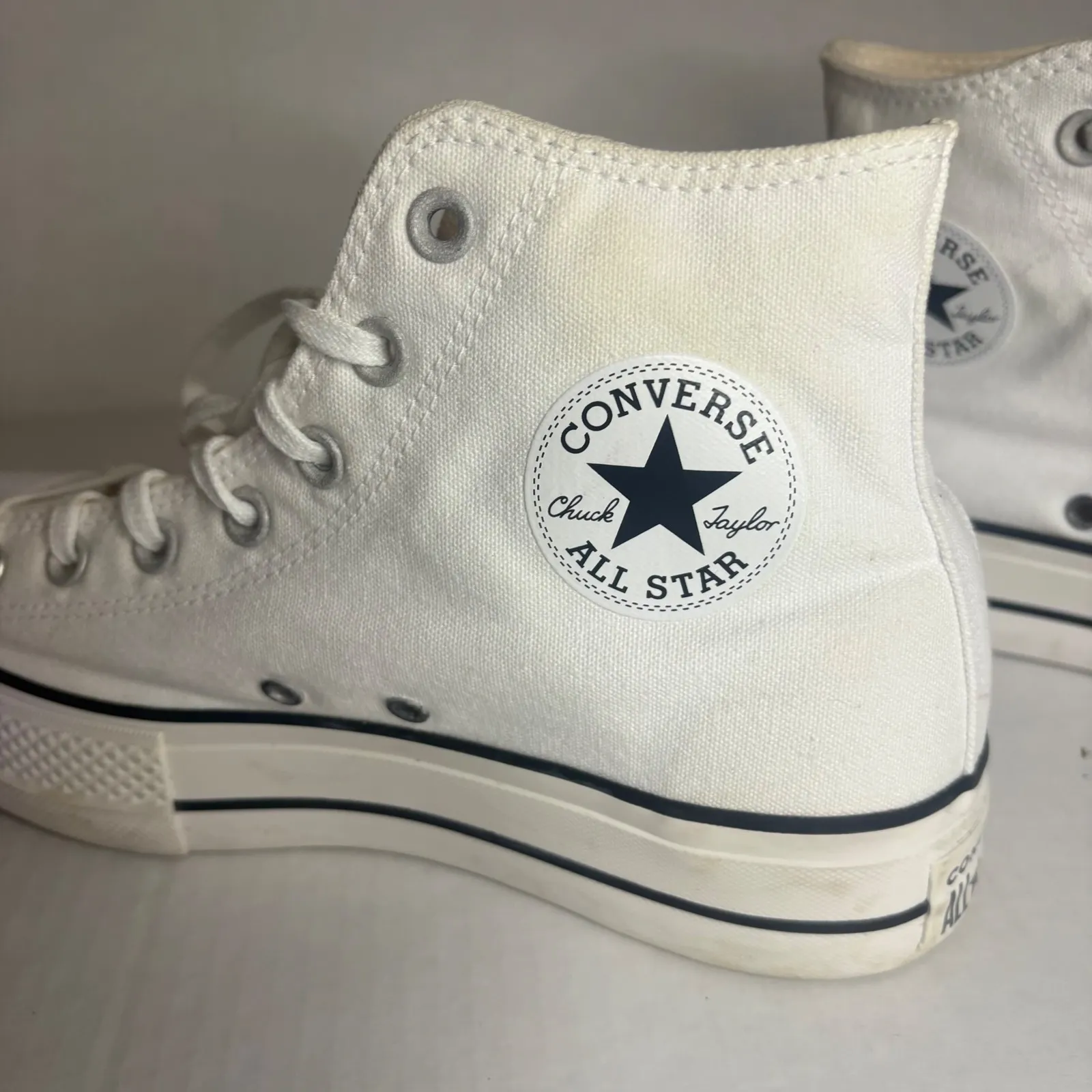 Converse‎ Chuck Taylor All Star Lift Platform High Top White Sneakers Shoes 9 - Image 3
