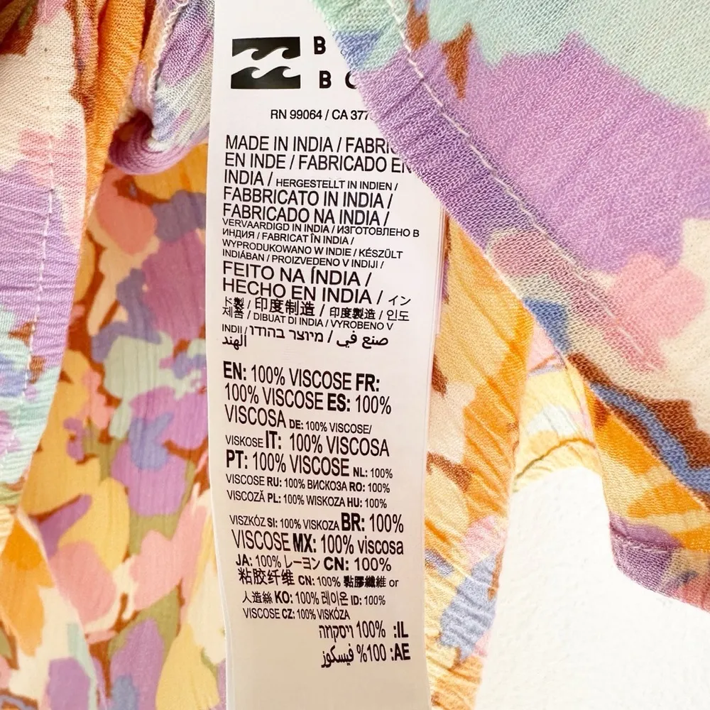 NWT BILLABONG Your Fav Puff Sleeve Floral Mini Dress X-Small - Image 9