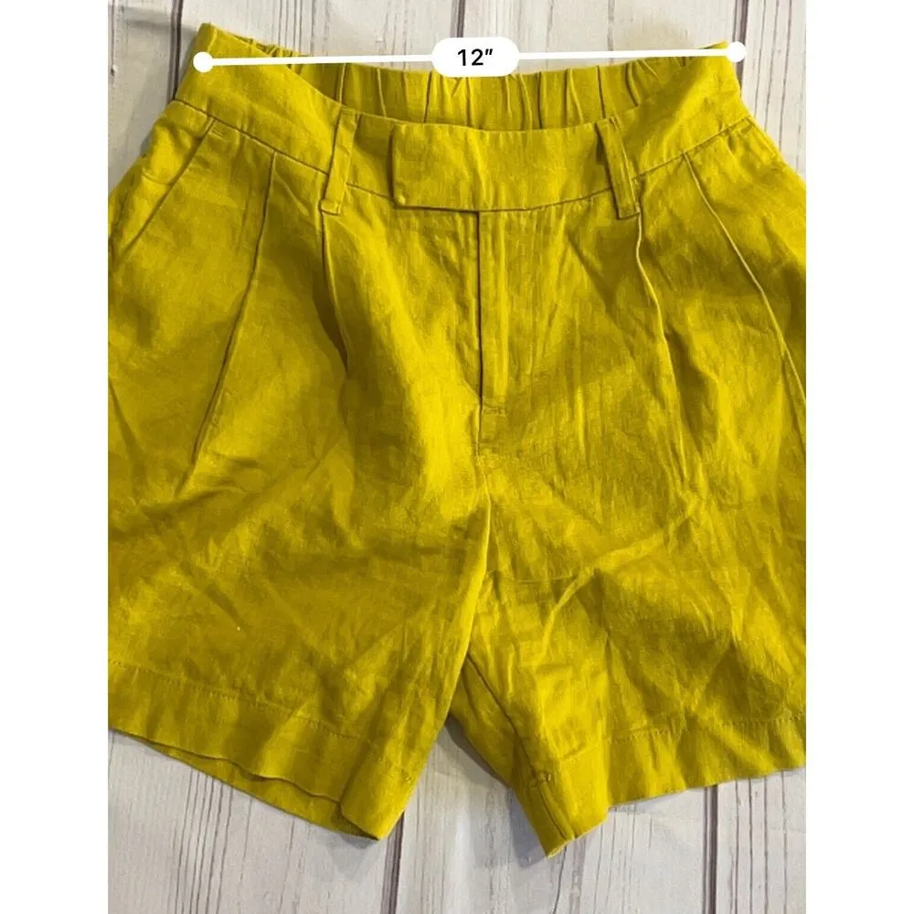 A New Day High Rise Tailored Linen Shorts Yellow Women's 0 NWT - Image 5