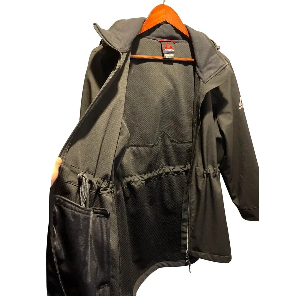 Gerry Womens Black Softshell Hooded Jacket Size XL Adjustable Waist Zip Pockets - Image 7