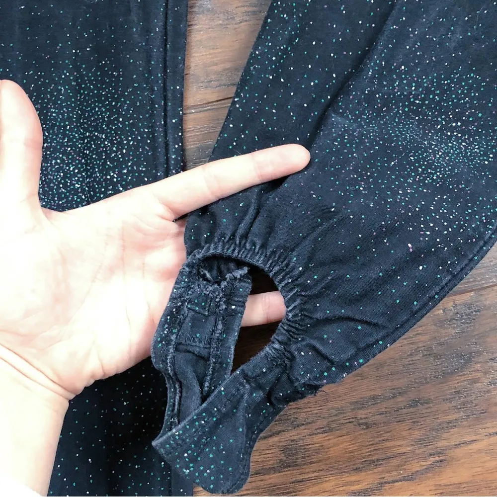 vintage • 1980s stirrup pants black paint splatter print stretch high waist slim Size 27 - Image 6