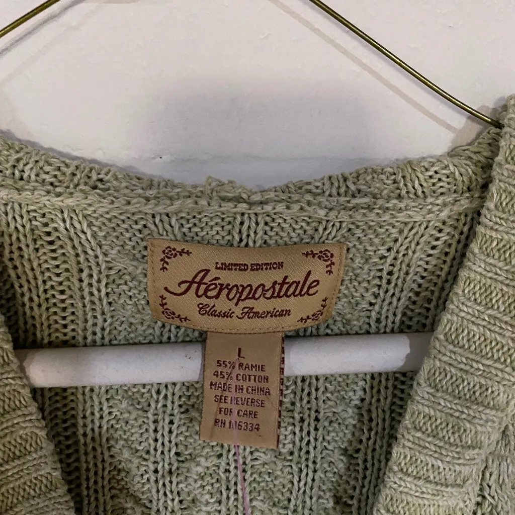 Aeropostale V-Neck Ribbed Sweater - Light Olive - Image 3