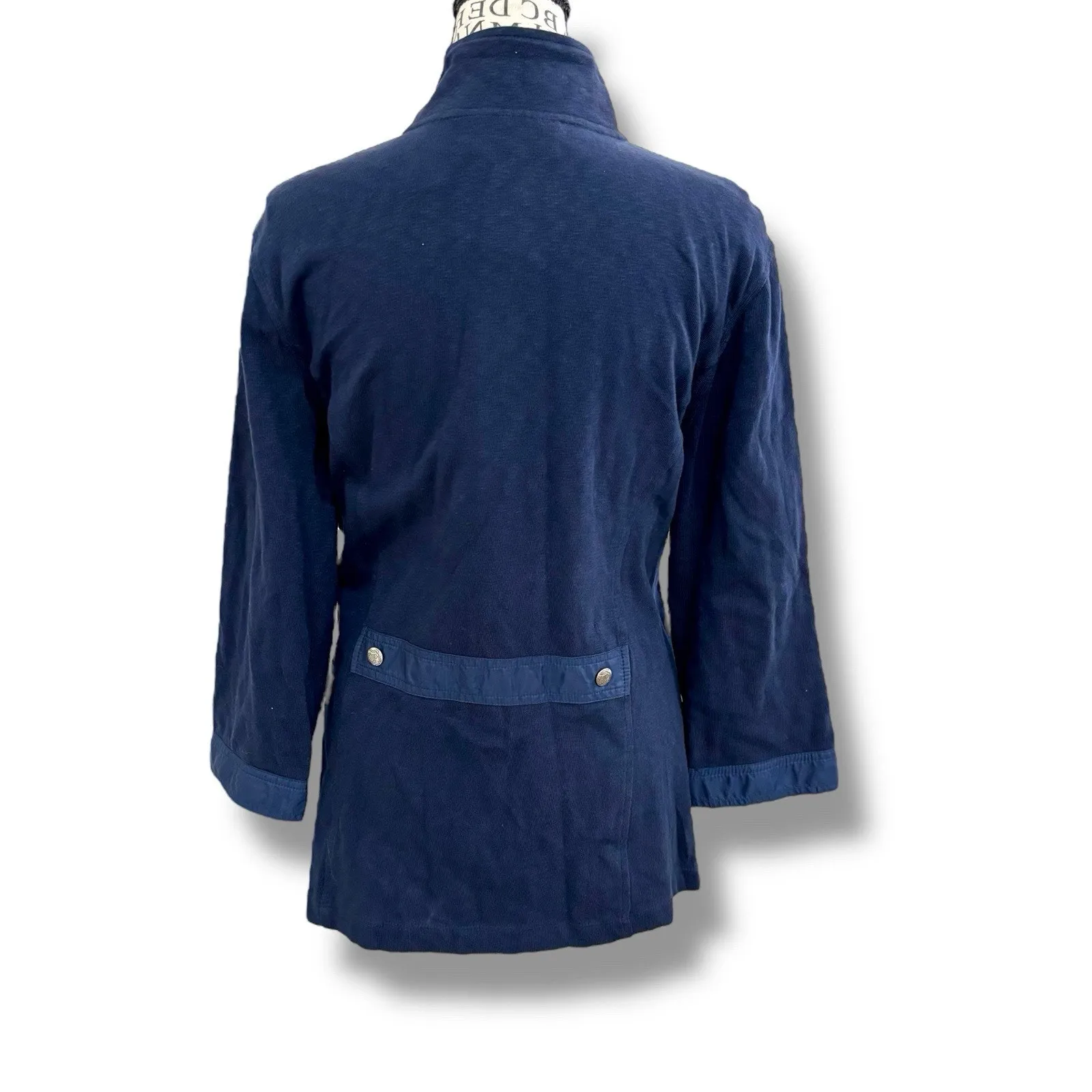 NWT Chico’s Size 2 (L) Blue Zenergy Slub Weekend Jacket 100% Cotton Jersey - Image 5