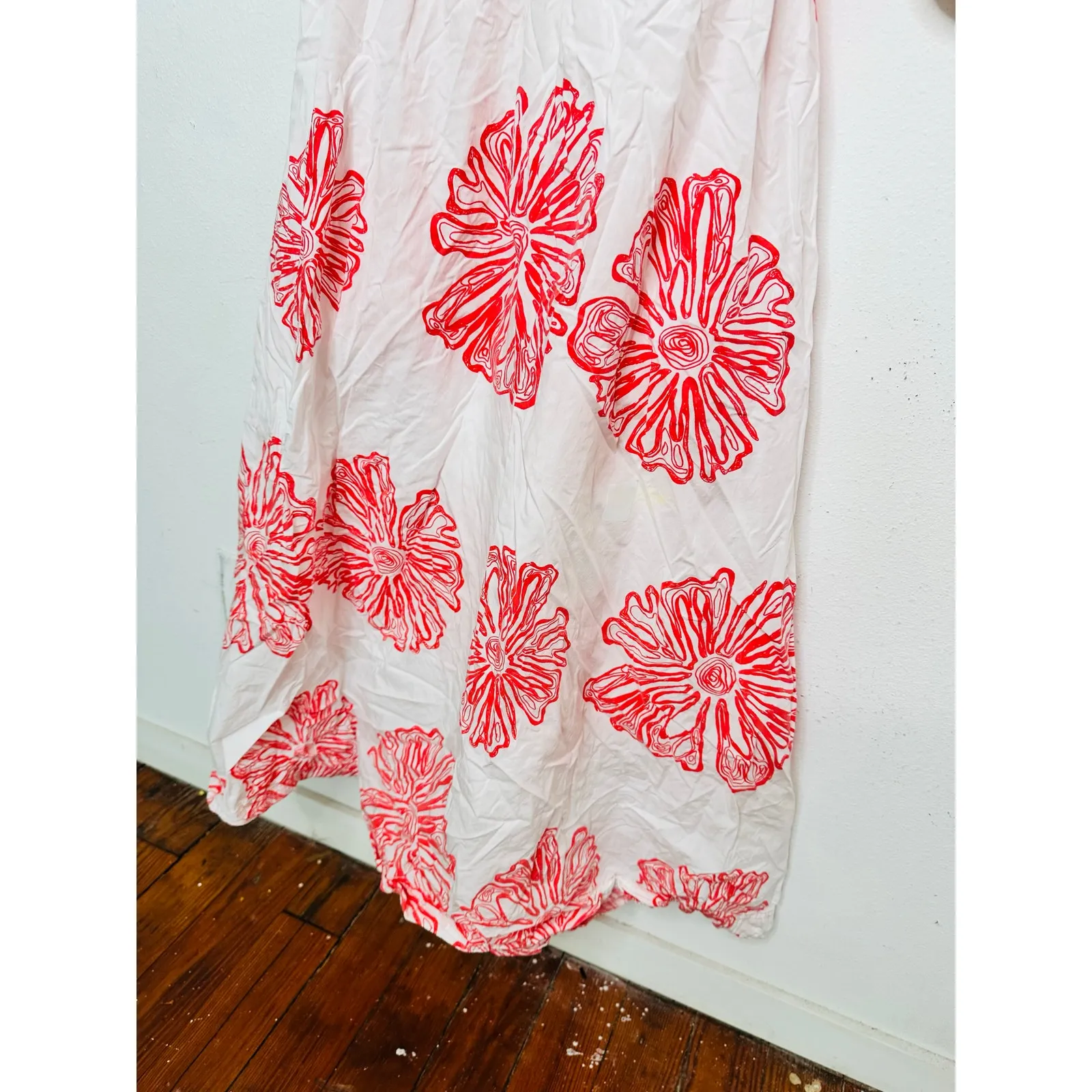 MARIE OLIVER Pink Floral 100% Cotton Ava V-Neck 3/4 Sleeve Maxi Dress Size M - Image 11