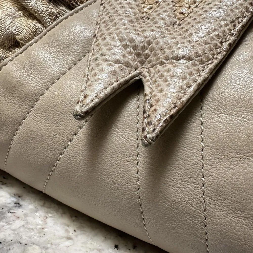 Venetto By Ami Kahn Made In USA Snakeskin Lambskin & Tapestry Purse Handbag - Image 3