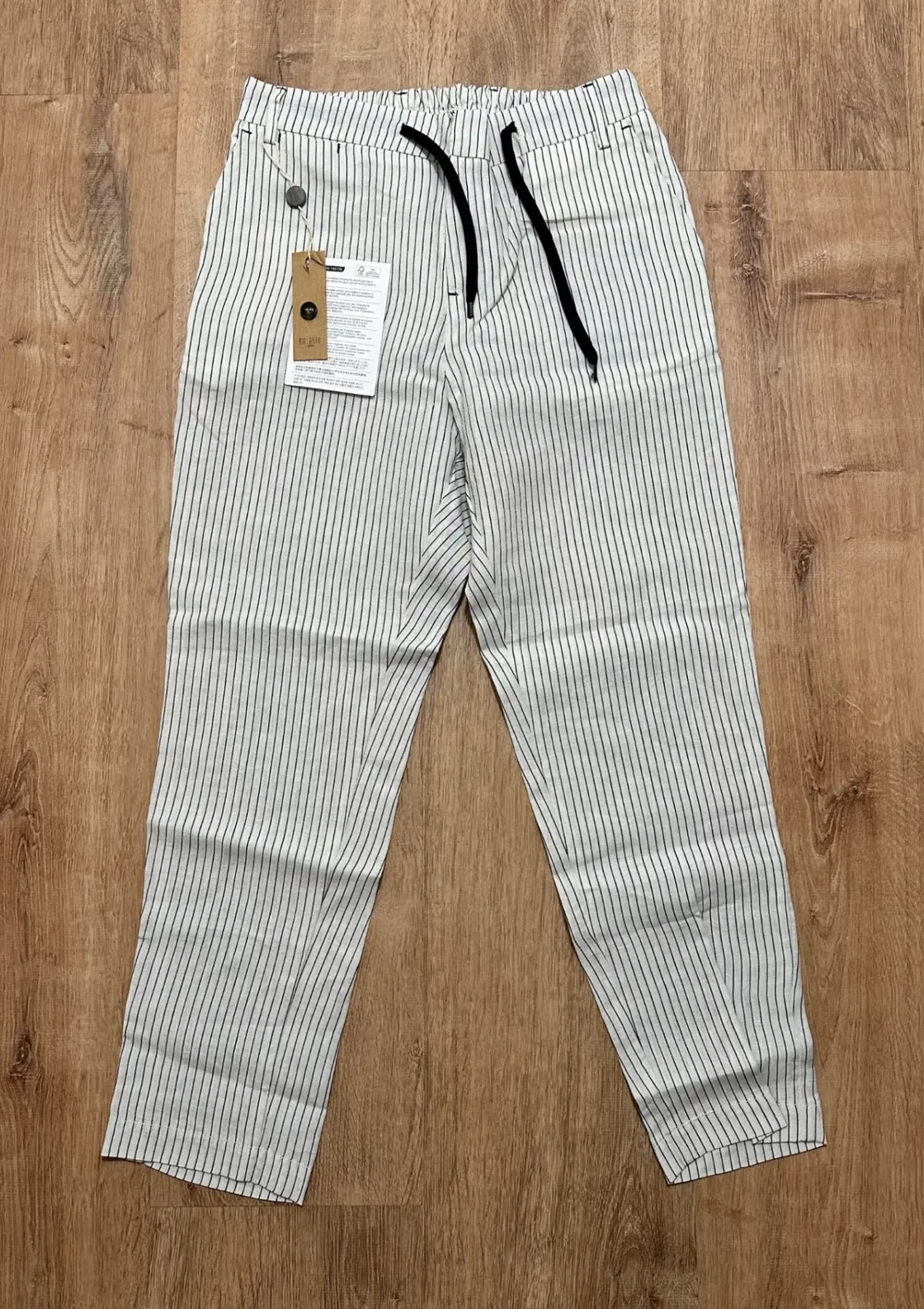 NEILL KATTE | NWT Striped Linen Blend Tie Waist Pants, Italy, EU 48, US 16 (XL) White Size undefined - Image 1