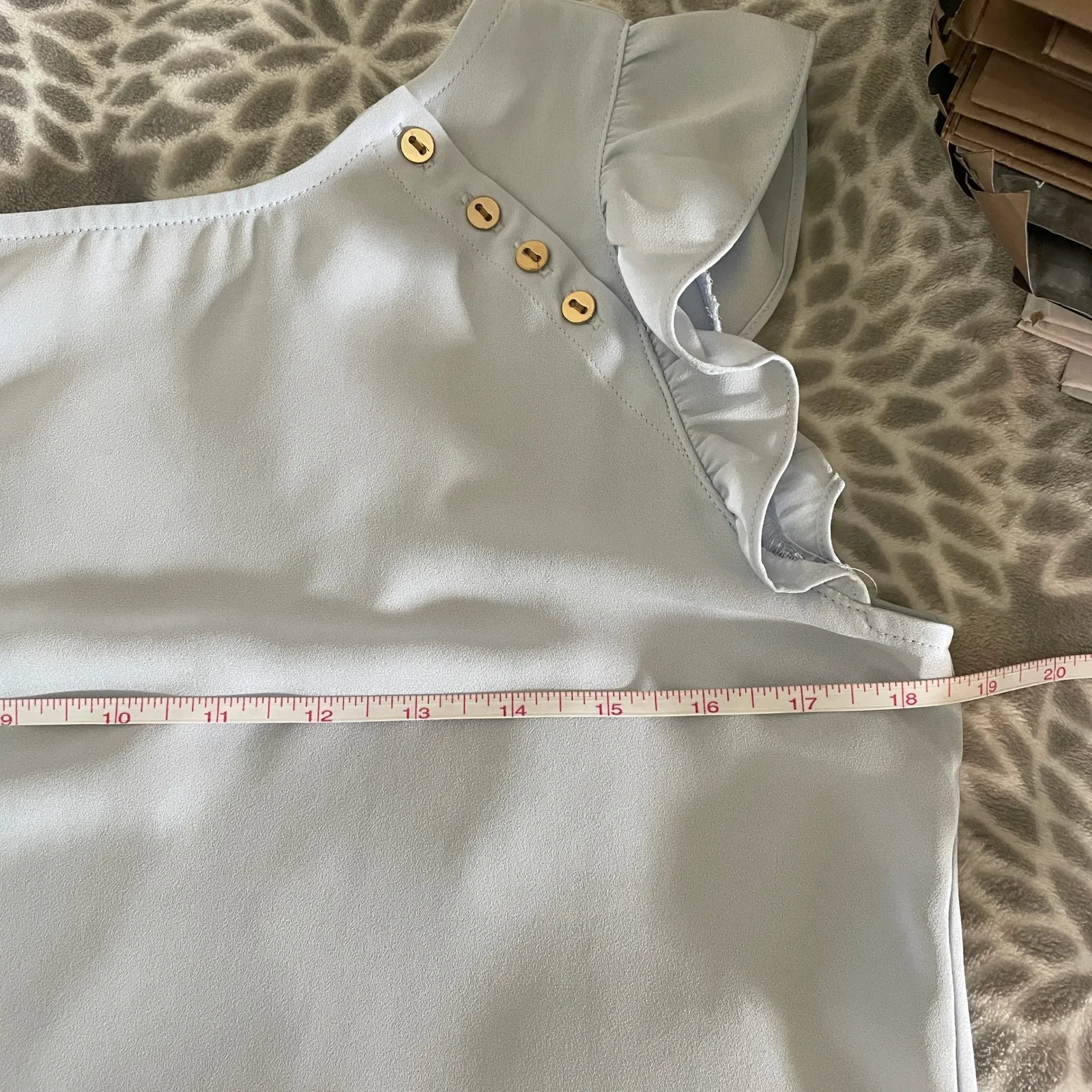 LOFT Kidcore Blouse Light Blue Ruffle Sleeve Shell Top sz XS Corpcore Soft Girl - Image 5