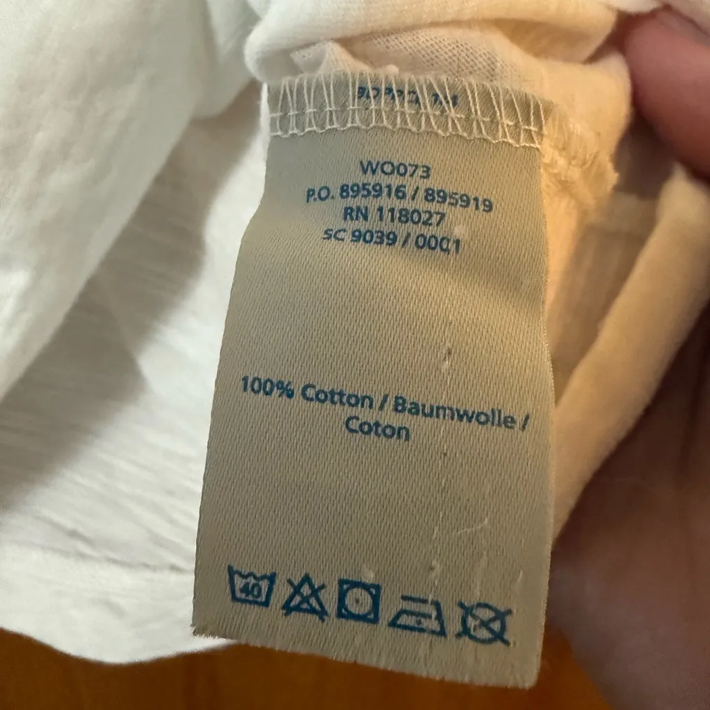 Boden Women’s Shirt Baseball Tee White Body Navy Blue Long Sleeves US 8 - Image 7