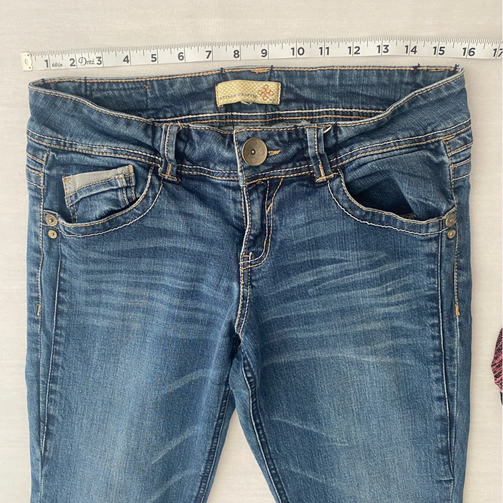 Artisan Crafted by jolt Low Rise Straight Back Pocket‎ Embroidered Jeans Size 9 Blue - Image 4