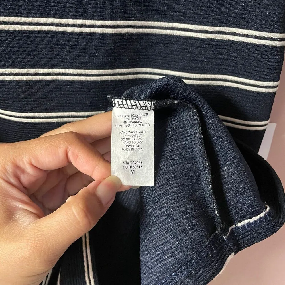 Charlotte Russe Dark Navy Double-Striped Knee Length Pencil Skirt NWT Size M - Image 5