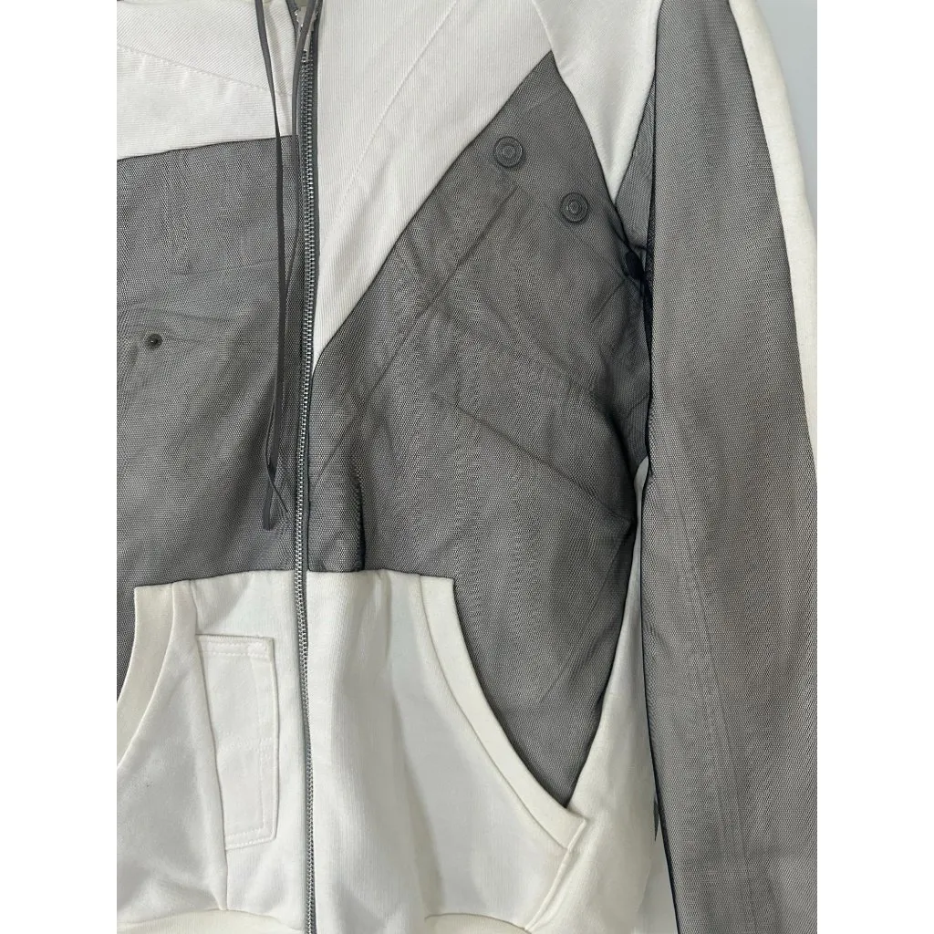 QBISM Quentin Nghiem Vintage Denim Patchwork Zip Up Hoodie Sz M NEW Gray Size M - Image 3