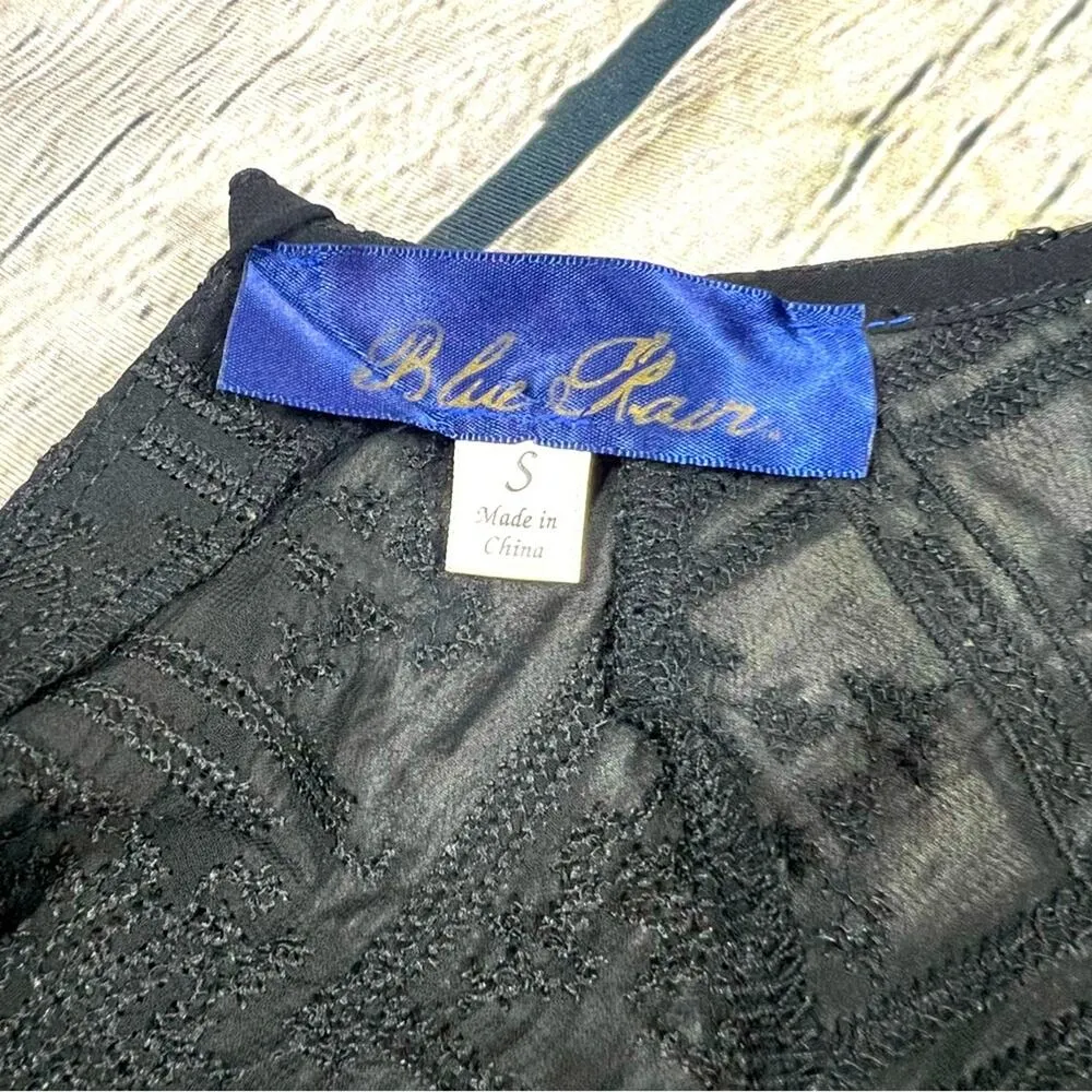 Blue Rain Black Boho Top‎ Size S (A6) - Image 6