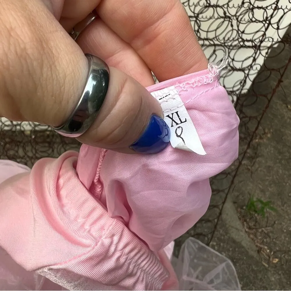Vintage bubblegum pink tulle ruffle petticoat square dance skirt Size M - Image 4