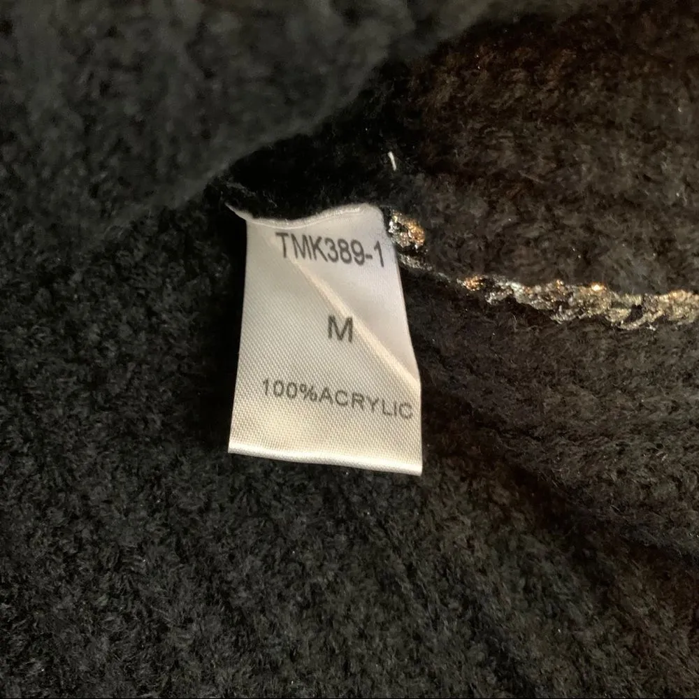 THML Black & Metallic Chonique Cowl‎ Neck Pullover Sweater Medium - Image 11