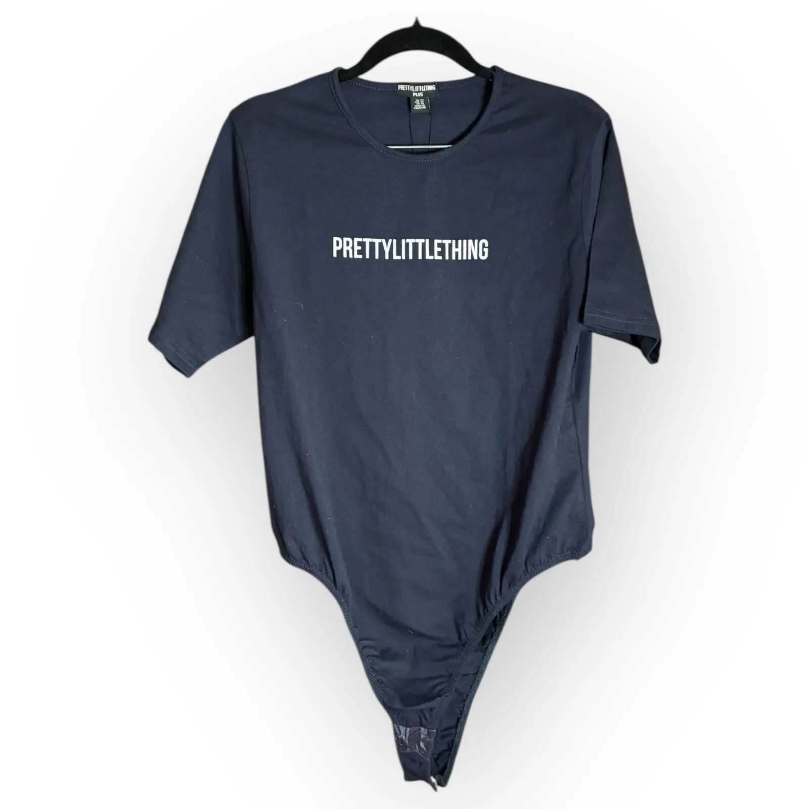 PrettyLittleThing Plus 20 Navy Cotton Stretch Bodysuit Tee Short Sleeve NWT PLT - Image 2