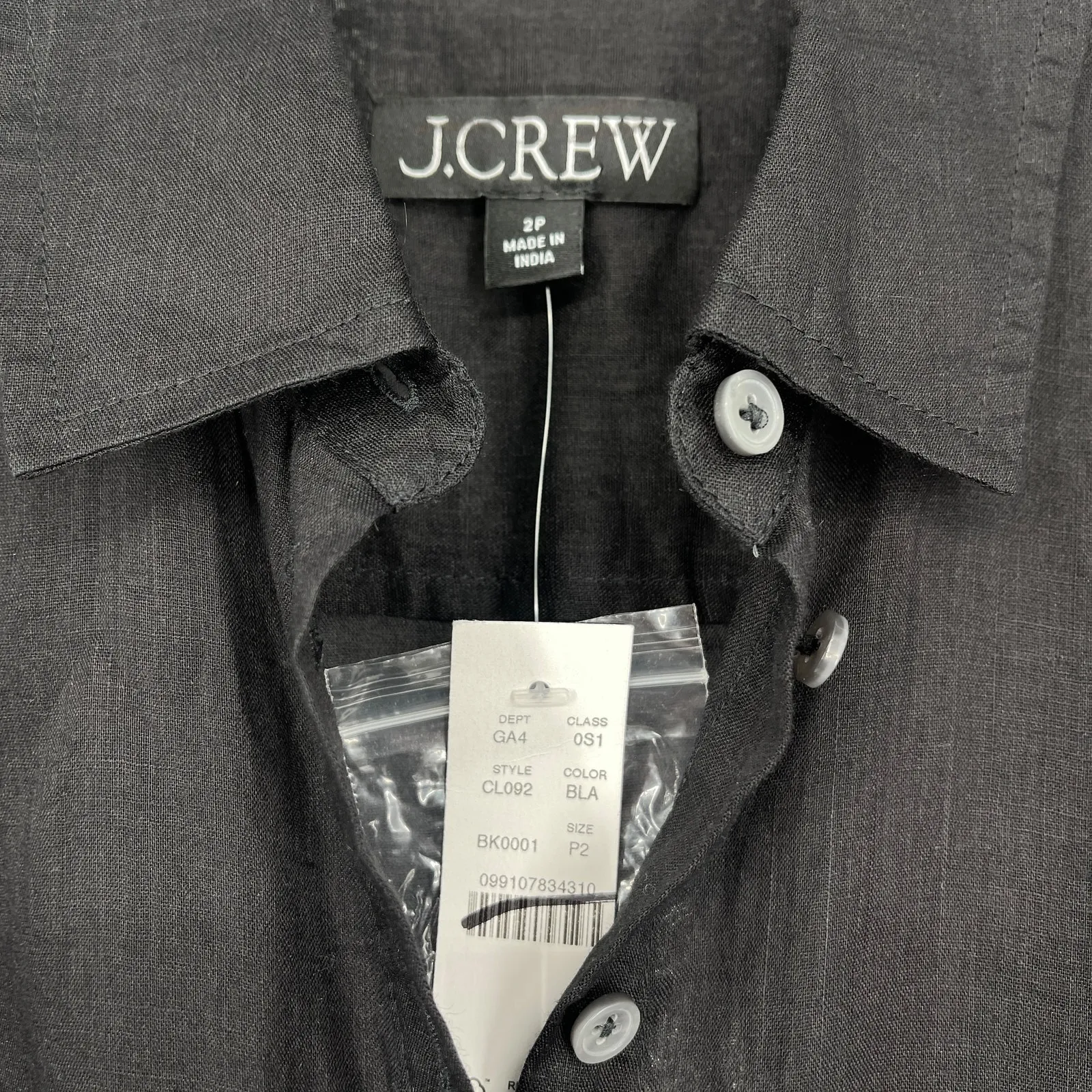 J.Crew Cerise shirt-dress in ramie Petite Size 2 2P Black NWT - Image 7