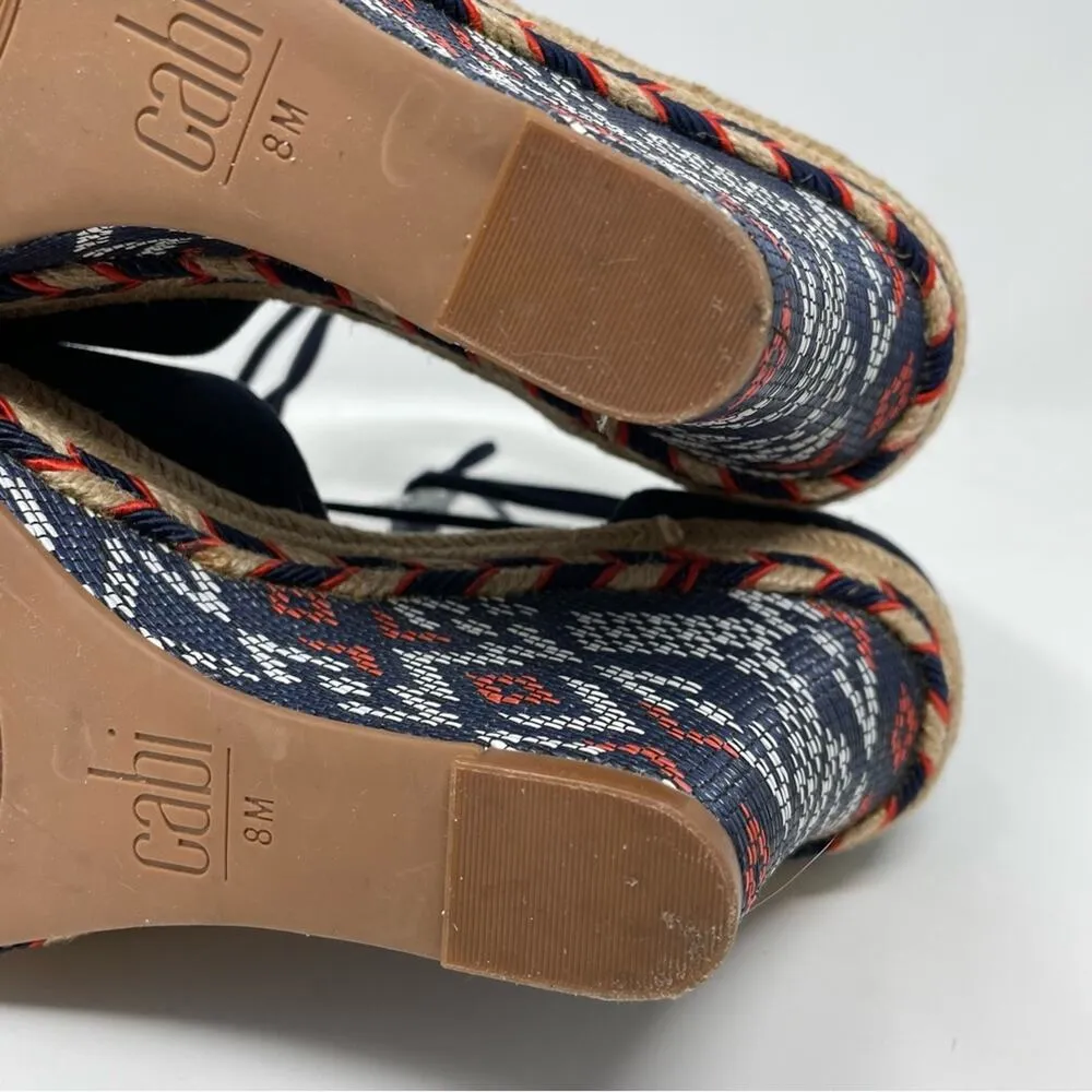 Cabi Isla Blue Suede Ankle Wrap Wedge Sandals Espadrille Southwestern Shoes 8 - Image 12