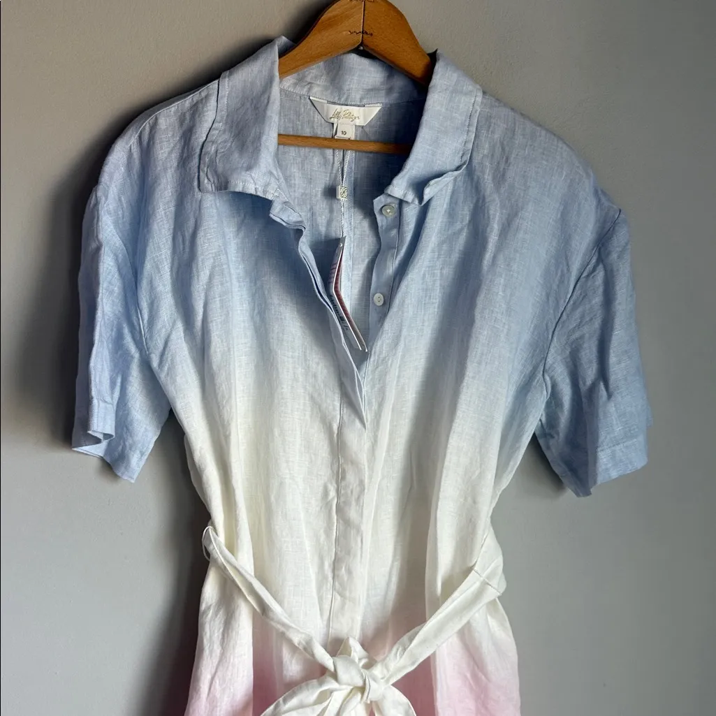 NEW Lilly Pulitzer DRESHER BUTTON DOWN ROMPER, CHAMBRAY TINT OMBRE DIP DYE 10 - Image 5