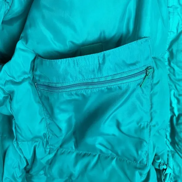 Eddie Bauer Jacket Medium Goose Down Parka‎ Zip Teal Winter Removable Hood Ski - Image 6