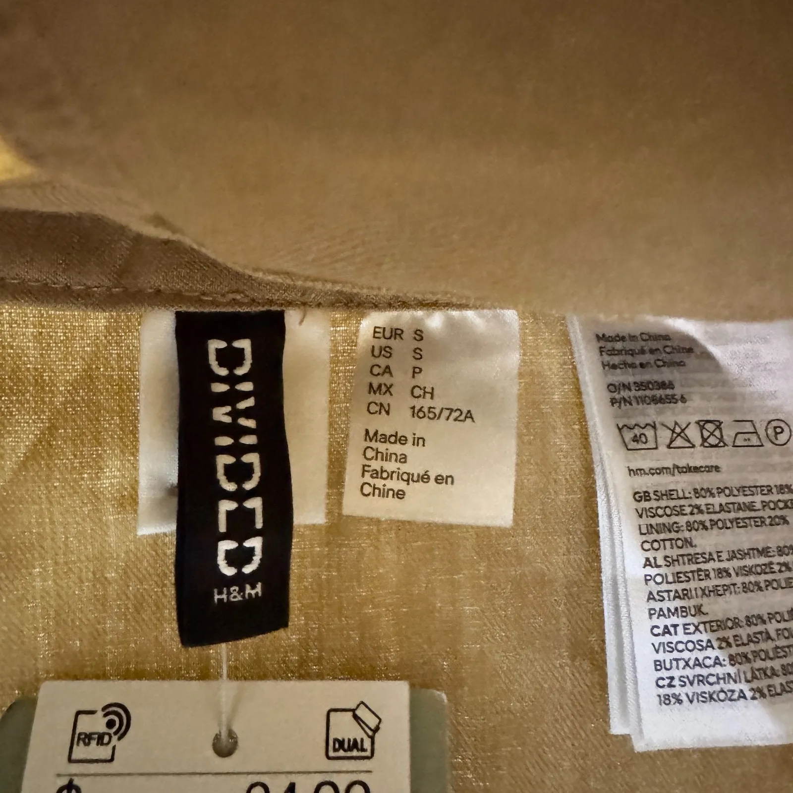 H&M Divided Skirt Women Size Small Tan Linen Mini Pockets Business Preppy - Image 2