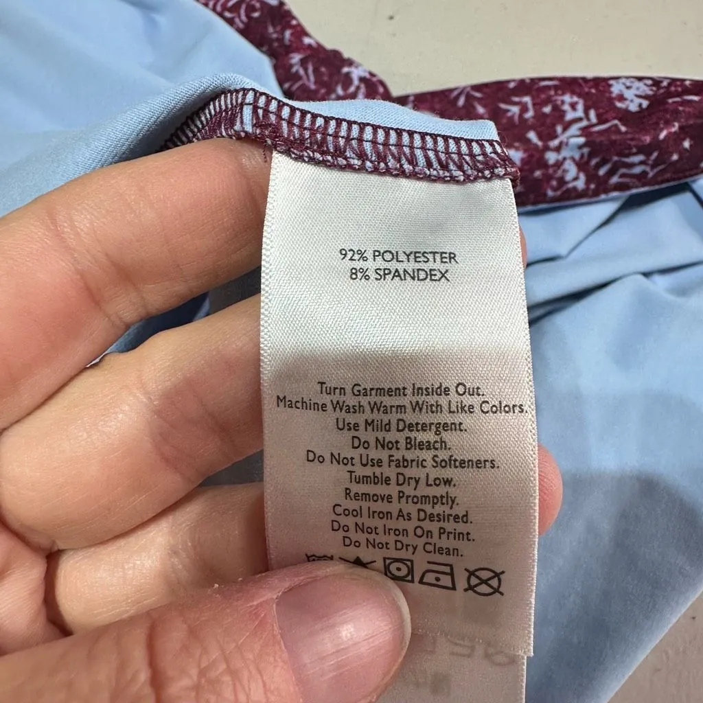 Eddie Bauer Women's Travex Stretch Dress Size L Purple Geometric‎ Knotted Bodice - Image 9