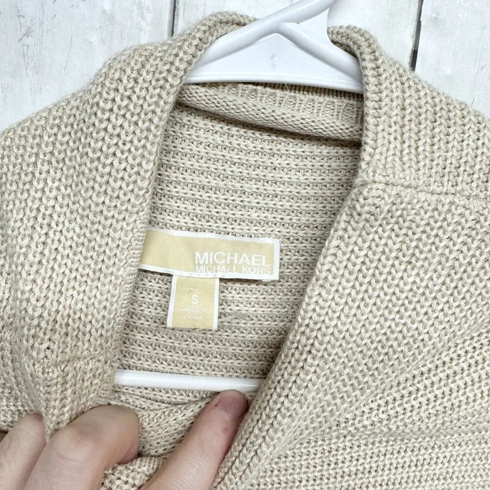 Michael Kors Sweater Women Size S Turtle Neck Ivory Long Sleeve Knit Top - Image 5