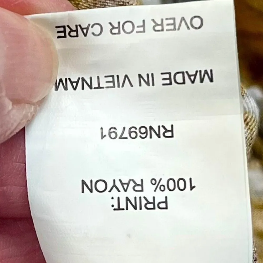 Figueroa & Flower Tie Dye Leopard Blue Gold Boho Blouse Medium Brown - Image 9