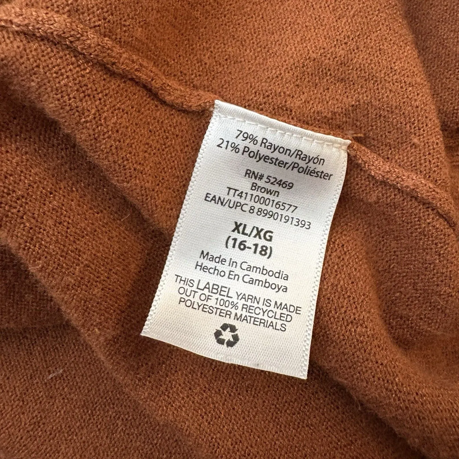 Time And Tru Burnt Orange Long Duster Open Cardigan Sweater Size XL 16 - Image 6