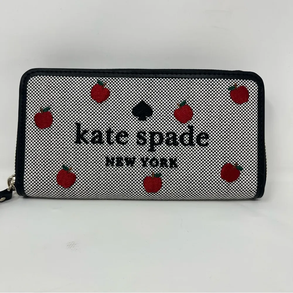 Kate Spade Ella Apple Toss Embroidered Large Continental Zip Wallet - Image 2