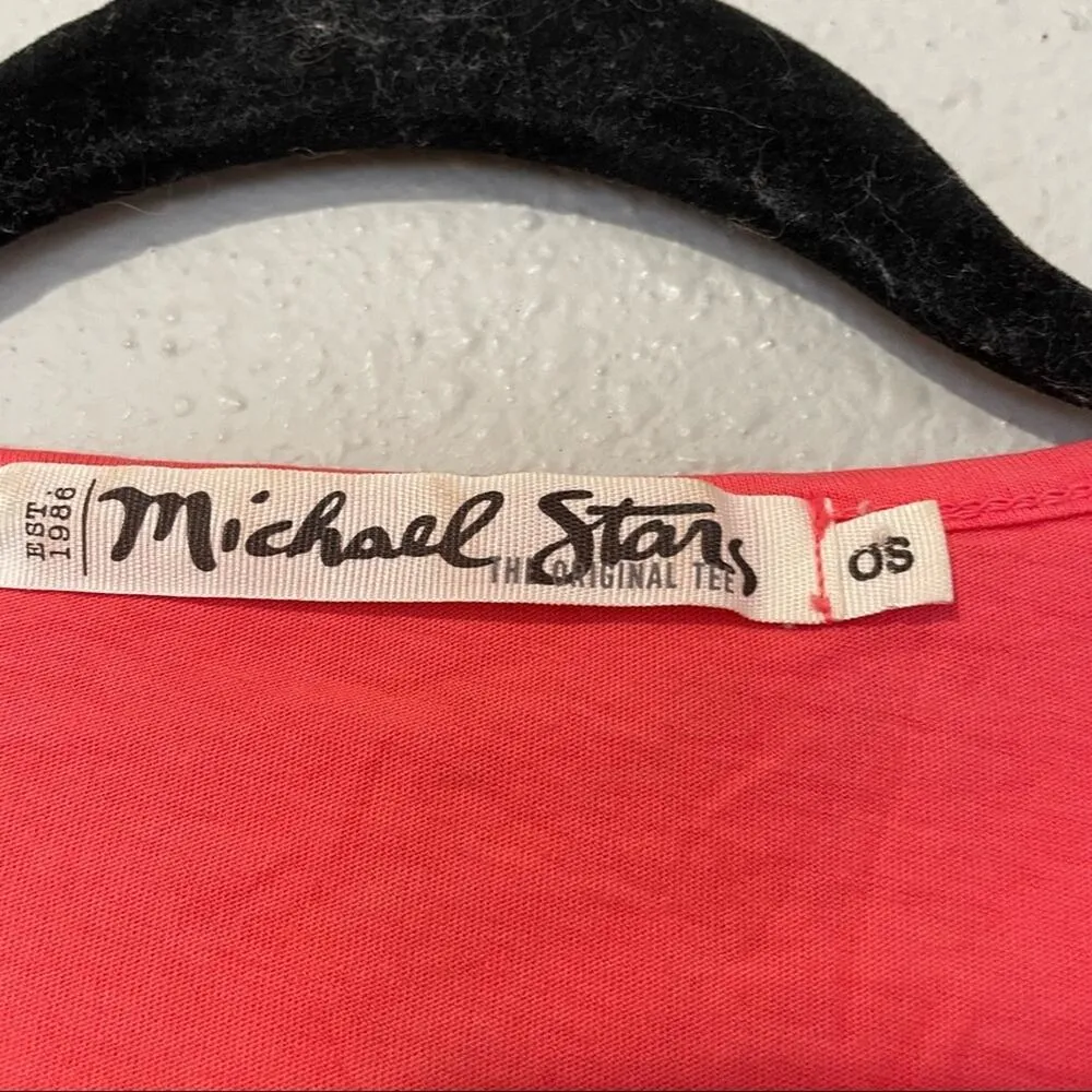 Michael Stars Coral Orange Boho V Neck Blouse Long Sleeve Womens Os Beachy - Image 3