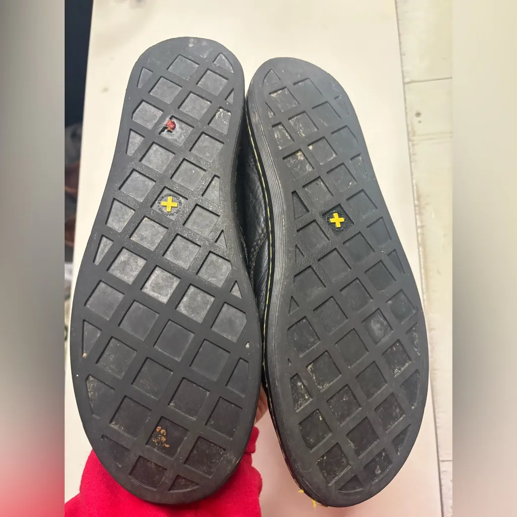 Dr Martens Air Wair Stratford Black Floral Foldover Leather Combat Boots Size 8L - Image 4