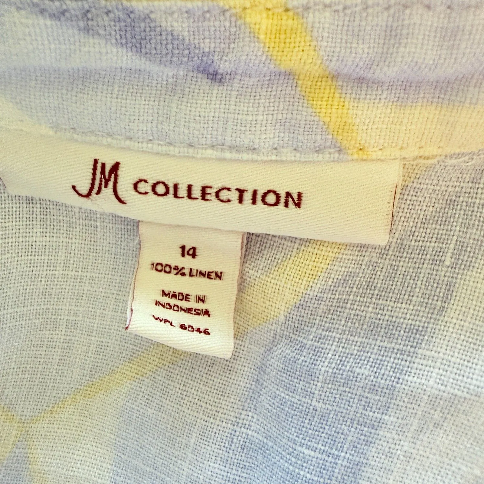 JM Collection Multicolor Linen Button 3/4 Sleeve Summer Comfy Artsy Shirt Top 14 - Image 4