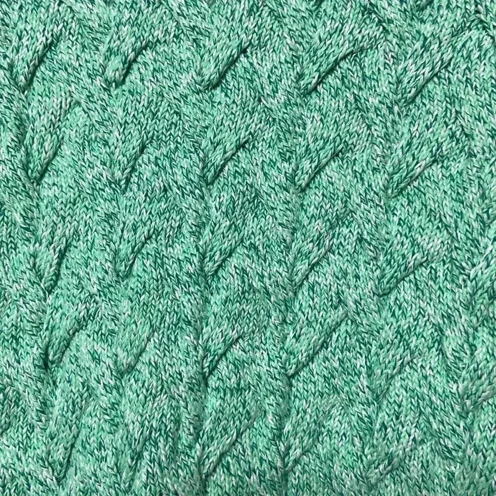 Lands End 100% cotton sweater medium crew neck cable knit sweater ribbed stretch - Image 3